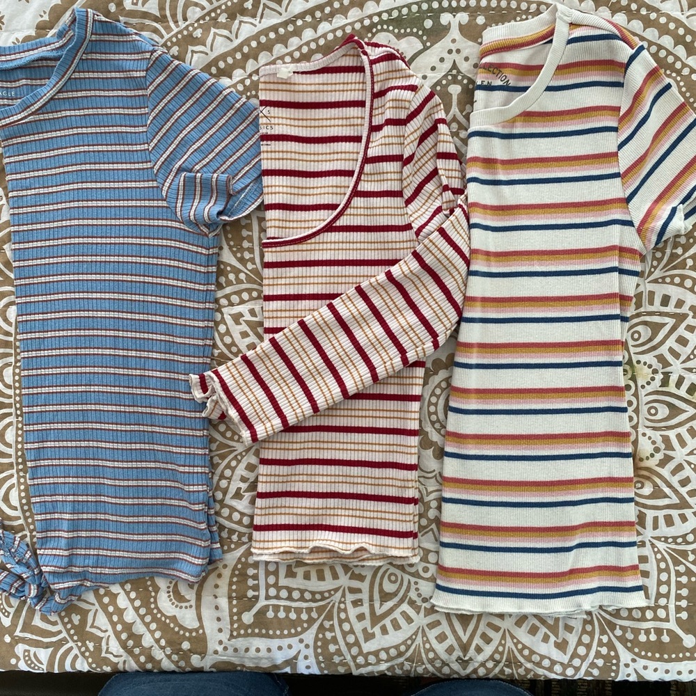 3 Striped Girls Tops